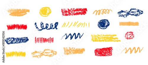 Colorful Grunge Brush Strokes and Scribble Elements Collection for creative backgrounds, highlights, underlines, collage layouts, greeting cards, posters, kids’ designs, digital scrapbooking etc.