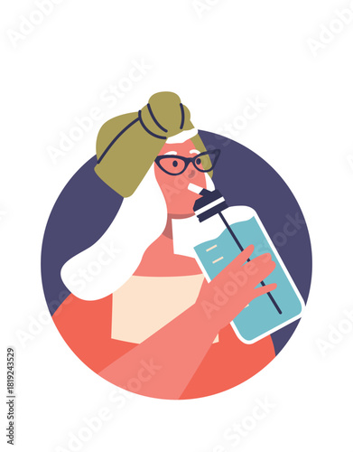 Senior woman drinking fresh water