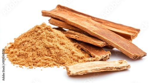 Fototapeta Naklejka Na Ścianę i Meble -  Ground cinnamon powder and sticks aromatic spice for cooking and baking