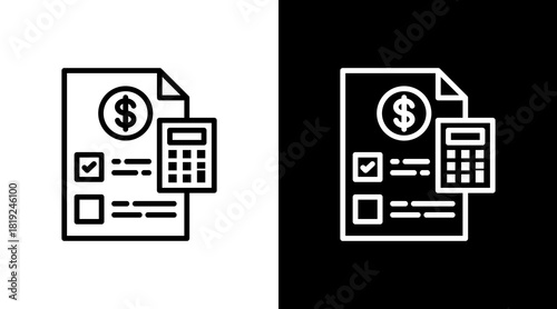 Budget Planning  White Icon Set Design