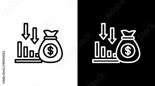 Cost Reduction  White Icon Set Design