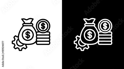 Cost Management  White Icon Set Design