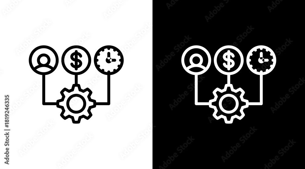 Fototapeta premium Resource Allocation White Icon Set Design