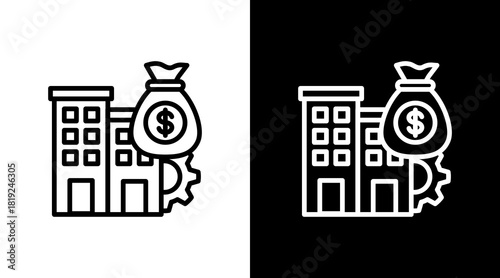 Corporate Finance  White Icon Set Design