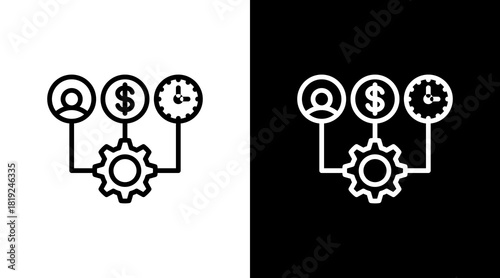 Resource Allocation  White Icon Set Design