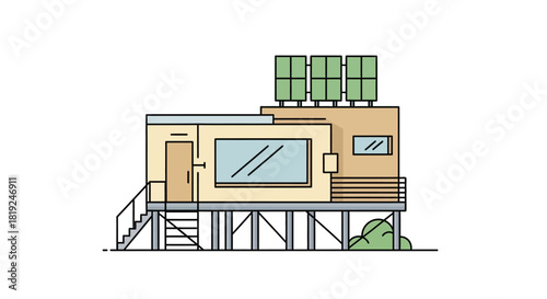 Modern Eco-Friendly Tiny House with Solar Panels.
