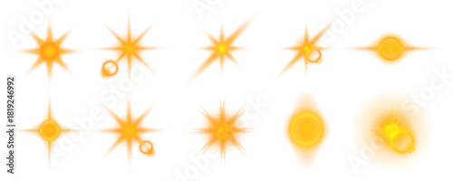 soft golden sun ray light overlay vector collection. glowing flare  
