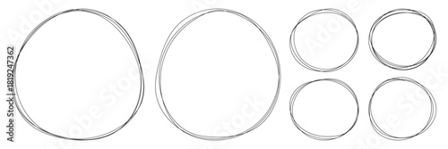 Highlight circle frames. Set of doodle ellipses. Circular vector image. Scribble ovals and bubbles to circle and highlight text. Vector illustration