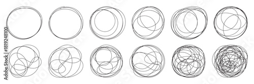 Grungy round scribble circle. Grungy round scribble circle. Scribble ovals, marker round elements. Free pencil round lines. Vector illustrator