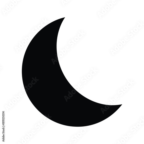 Black crescent moon symbol on white background vector