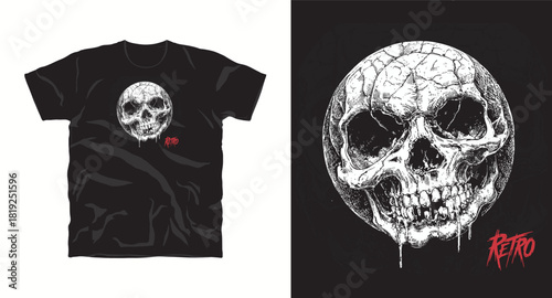 Cracked Skull Vector Graphic Illustration for T-shirt Art