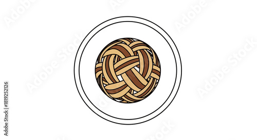 Vector illustration of a traditional Sepak Takraw rattan ball.