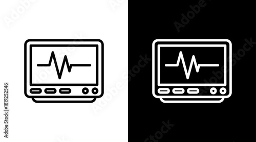 Ecg Monitor  White Icon Set Design