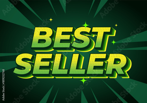 A vibrant graphic design featuring the text best seller in bold, green letters with a starburst back