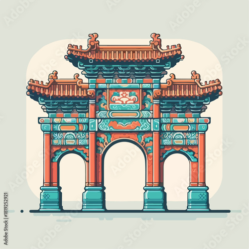  vector of Chinese traditional gate (paifang)
