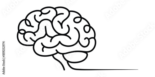 Abstract outline illustration of human brain and neural pathways