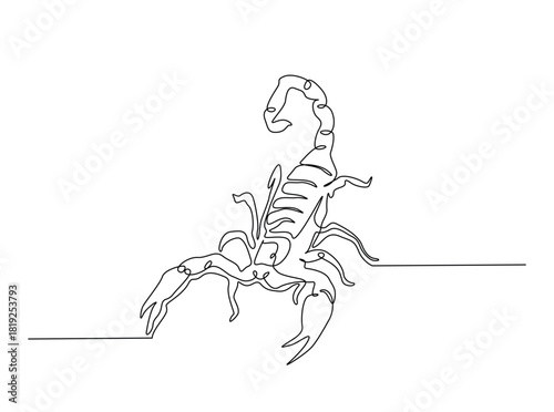 Continuous line art drawing of scorpion animal. Scorpio line art illustration. Editable stroke.
