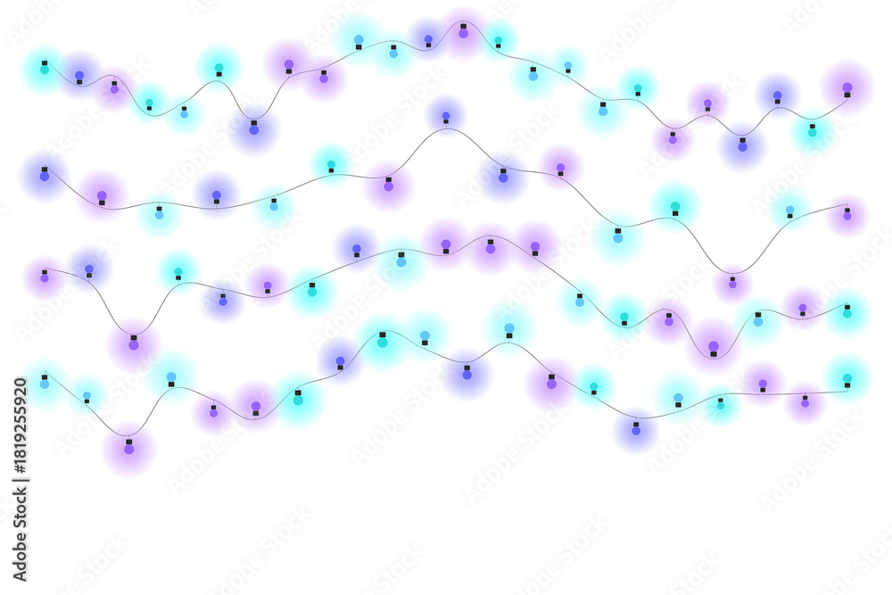 Fototapeta premium Pastel String Lights on a Transparent Background Festive, Decorative, and Versatile Overlays