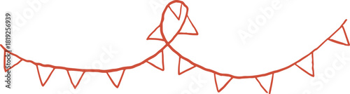 Whimsical line art illustration of festive garland pennant banner. Vector vintage cottagecore Christmas hand drawn doodle.