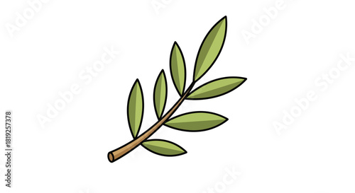 Stylized sprig with fresh green leaves perfect for organic themed designs and illustrations