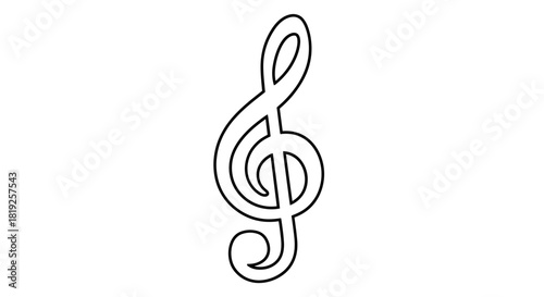 Treble Clef Outline: A minimalist representation of musical notation and harmony