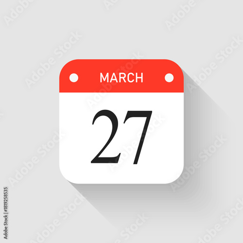Vector icon page day calendar - 27 March month