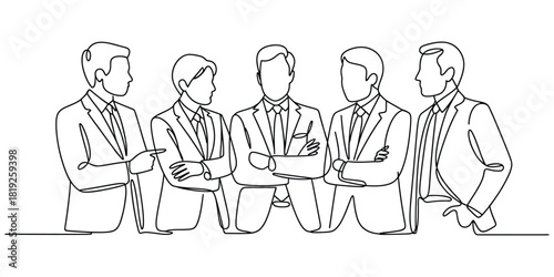 Businessmen discussion continuous line art drawing professional