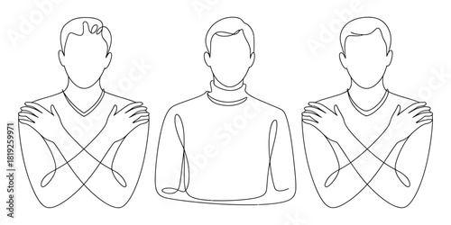 Single line art men illustrating body language and self-care