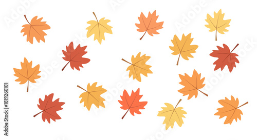 Delightful autumnal leaves scattered across a pristine background creating a sense of serene fall
