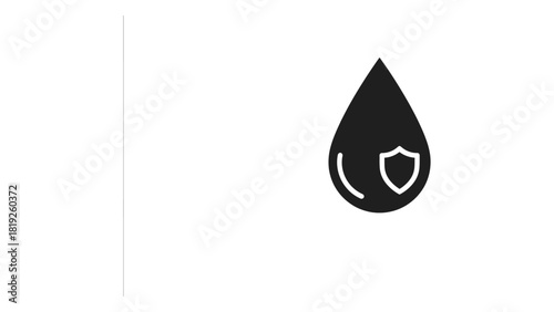 Safe blood drop icon with a shield symbol, representing safe blood donation, testing, and health protection, isolated on