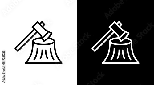 Deforestation  White Icon Set Design