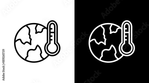 Climate Change  White Icon Set Design