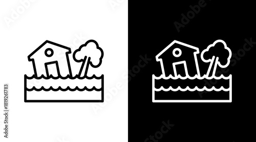 Flooding  White Icon Set Design