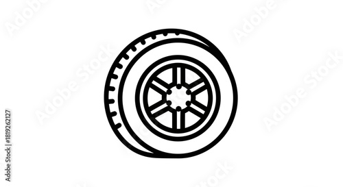Sleek tire drawing icon representing automotive industry and transportation elements design