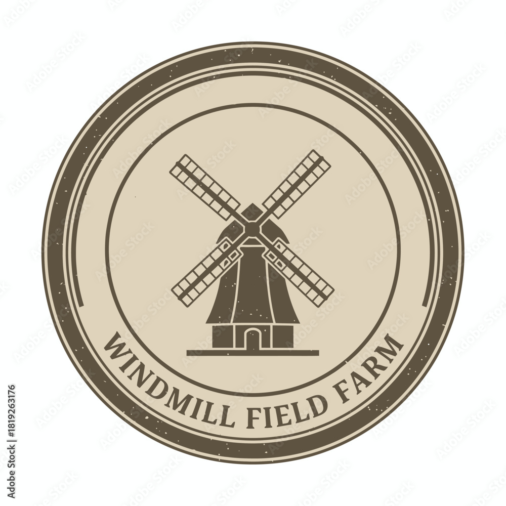 Obraz premium Vintage Windmill Farm Badge Logo
