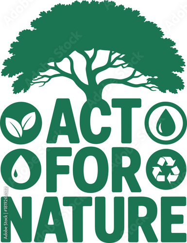 Inspiring call to action for environmental protection with a tree and nature icons