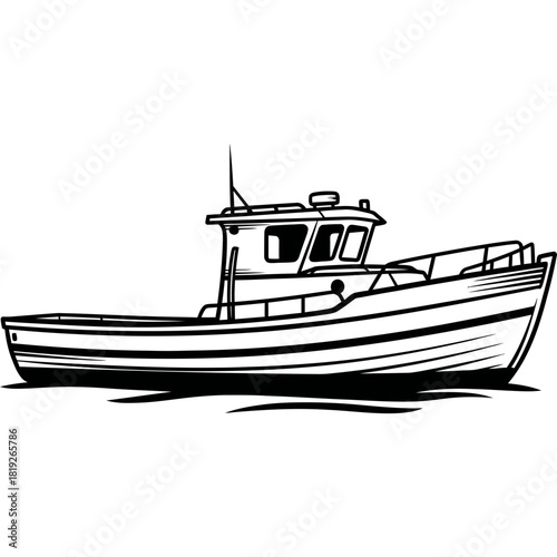 Classic fishing boat illustration ready for open water adventures and nautical themes