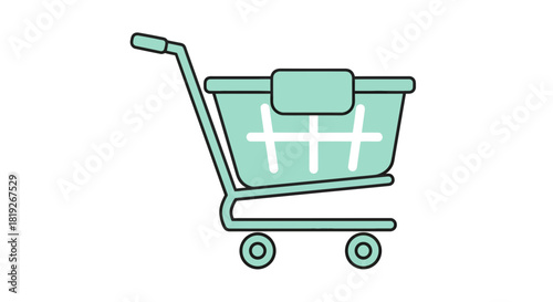 Mint Green Shopping Cart Icon Illustration, Representing Retail and E-Commerce