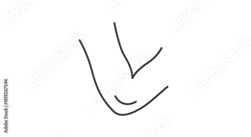 Minimalist outline of a human elbow joint depicting articulation and anatomy in monochrome linear
