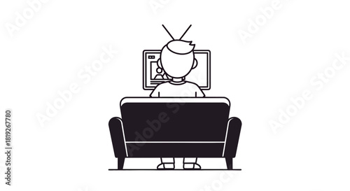 Person enjoying visual media at home on the couch minimalistic illustration