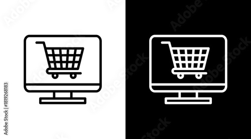 Online Store  White Icon Set Design