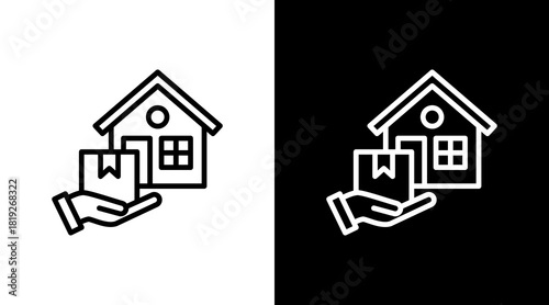Home Delivery  White Icon Set Design