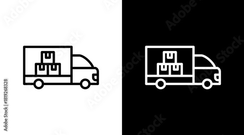Delivery Truck  White Icon Set Design