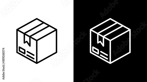 Parcel Box  White Icon Set Design