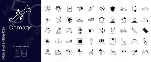 Damage Duotone Editable Icons set