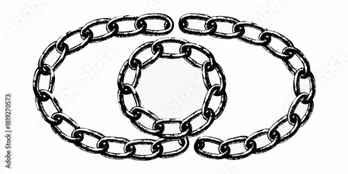 Three interlocking chains forming a shape on a white background
