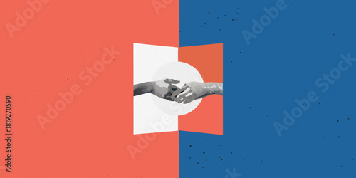 Abstract illustration of helping hands reaching out in partnership