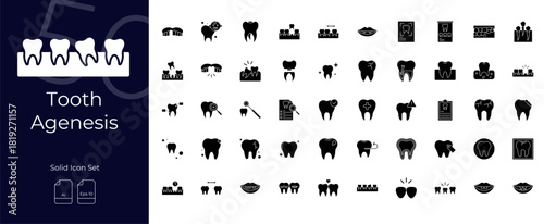 Tooth Agenesis Solid Editable Icons set