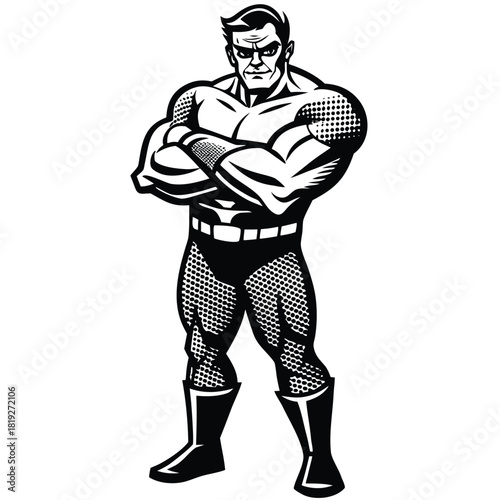 Retro Strongman Character Illustration (Comic Style)