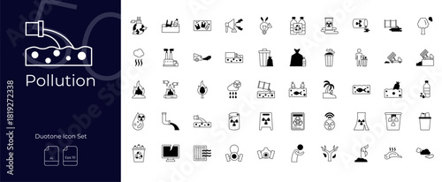 Pollution Duotone Editable Icons set